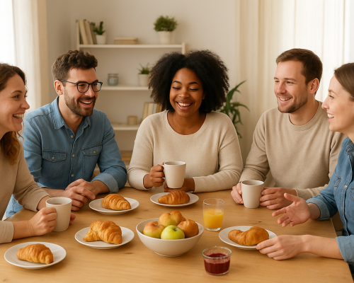 Petit déjeuner chaleureux entre amis Sensi'Dej